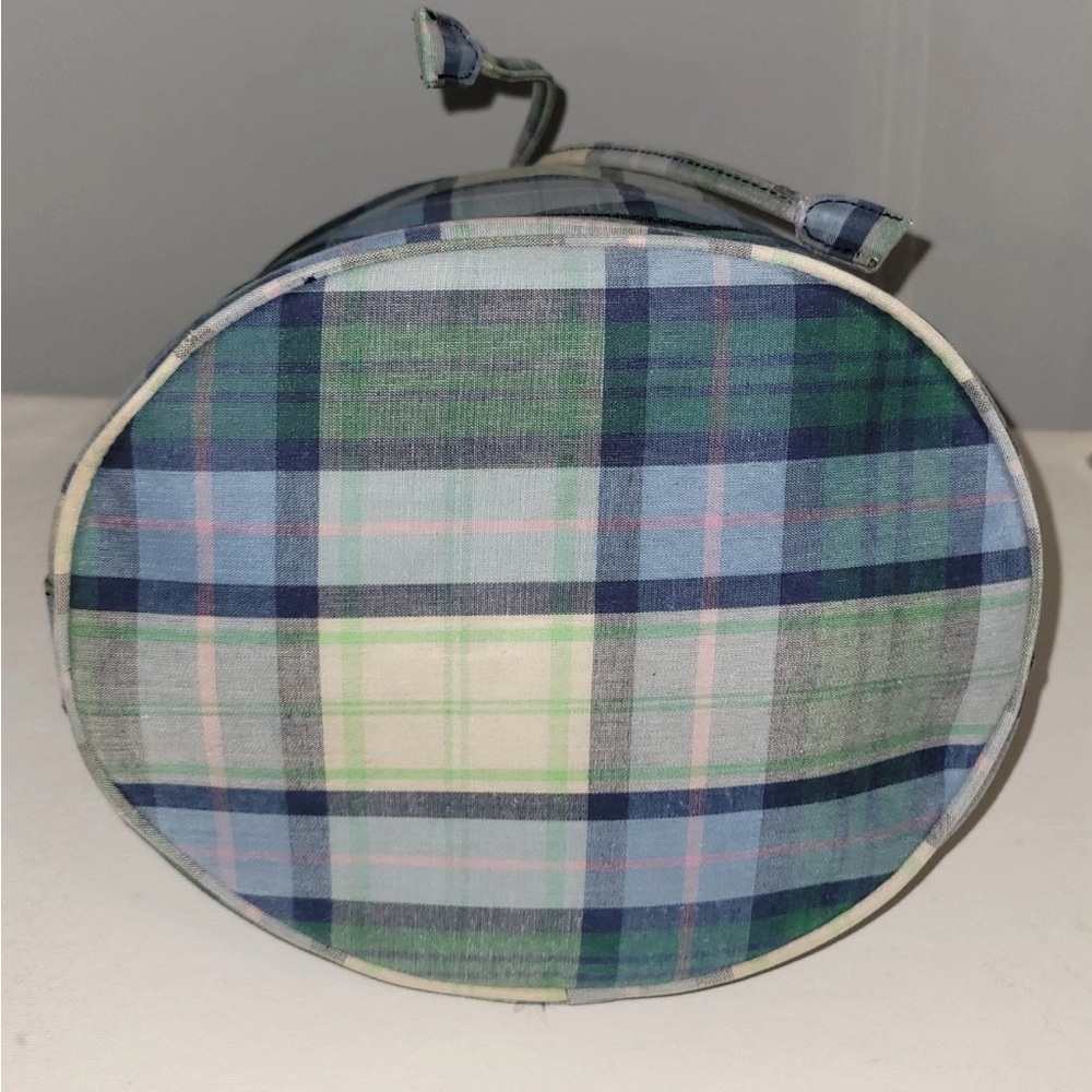 Vintage Tommy Hilfiger Plaid Drawstring Bucket Satchel Crossbody Bag Blue Green - Picture 5 of 16